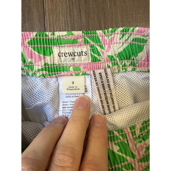 Crewcuts Boys Swim Trunks Size 3 Preppy Pink Green Pineapple Mesh Liner - Picture 2 of 7